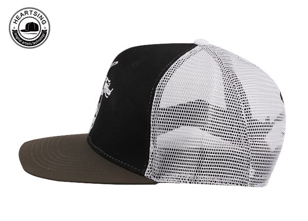 Lado de la gorra de béisbol de malla blanca de 6 panel personalizada.
