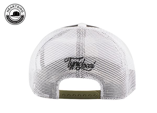 Atrás de la gorra de béisbol de malla blanca de 6 panel personalizada.