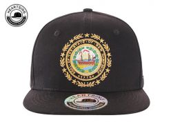 Sombrero Snapback de algodón negro de 6 paneles personalizado con un parche bordado