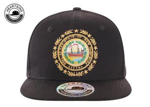 Sombrero Snapback de algodón negro de 6 paneles personalizado con un parche bordado