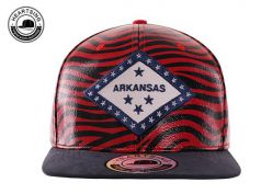 Cuero rojo negro hipster snapbacks rayas personalizadas correa de cuero snapback sombrero