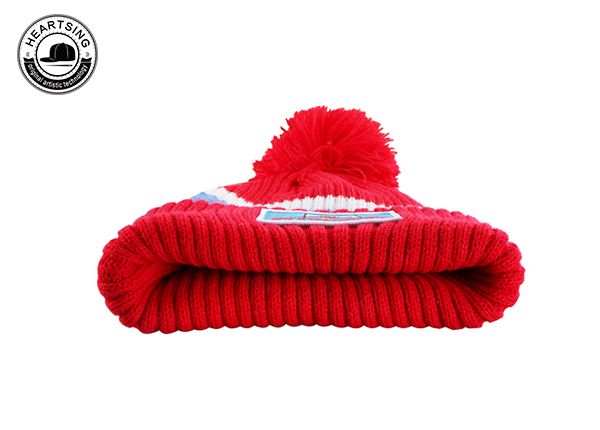 Stripe Red Stripe de invierno personalizado POM Beanie Hat-B010
