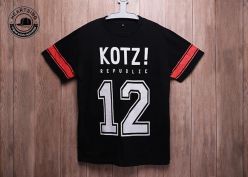 Camisetas baratas al por mayor moda de algodón negros Tampón de estampado de algodón TSH012