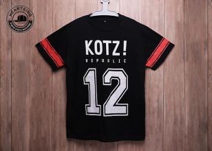 Camisetas baratas al por mayor moda de algodón negros Tampón de estampado de algodón TSH012