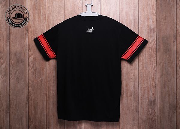 Camisetas baratas al por mayor moda de algodón negros Tampón de estampado de algodón TSH012