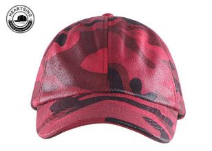 Capas de béisbol con correa de cuero Moda Red Camo Red Cuero Baseball Gat