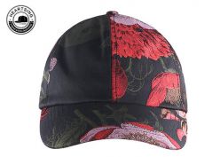 6 paneles Womens Black Floral Impresión Béisbol Capas de béisbol Floral Baseball Sombreros de béisbol