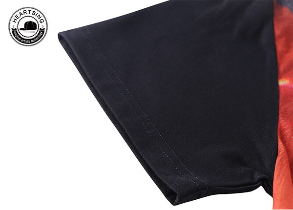 Camiseta de estampado de algodón negro de moda rojas de moda personalizada. JPG