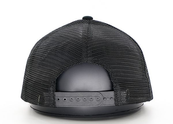 Atrás del sombrero de camionero de malla snapback negro snapback personalizado con parche tejido