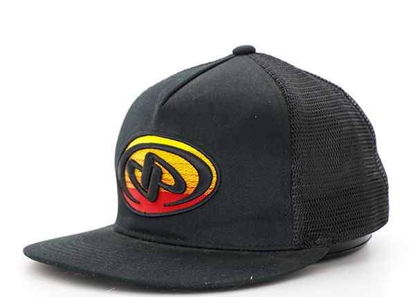 Inclinación de sombrero de camionero de malla snapback vintage negro personalizado con parche tejido