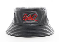 Sombrero de cubo de cuero negro personalizado para hombres sombreros de cubo de cuero para al por mayor