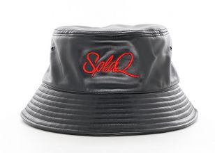 Sombrero de cubo de cuero negro personalizado para hombres sombreros de cubo de cuero para al por mayor