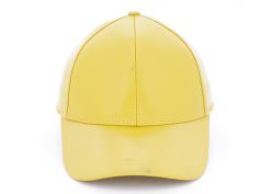Gorra de béisbol de cuero de cuero al por mayor Sombra de béisbol de cuero en blanco amarillo personalizado