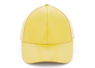 Gorra de béisbol de cuero de cuero al por mayor Sombra de béisbol de cuero en blanco amarillo personalizado
