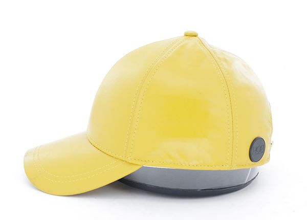 Lado de la sombrero de béisbol de cuero en blanco amarillo personalizado
