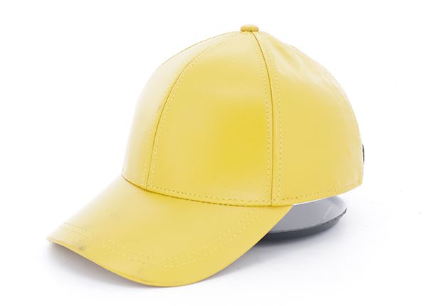 Slant de sombrero de béisbol de cuero en blanco amarillo personalizado