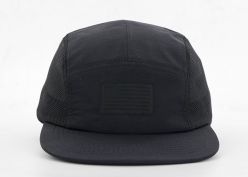 Black 5 panel Camper Hat para gorros de campamento negro personalizados al por mayor