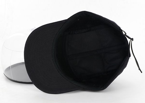 Dentro del logotipo de bordado de sombrero negro de 5 panel personalizado