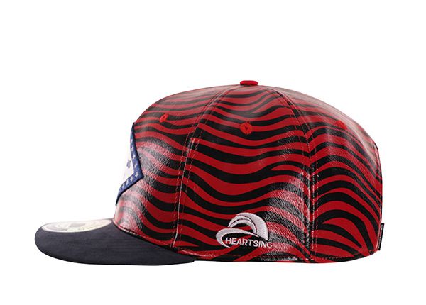 Lado del cuero rojo negro hipster snapbacks rayas