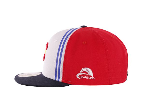 Lado de Snapbacks 3D personalizados con Stripe White Red Stripe Multi Color