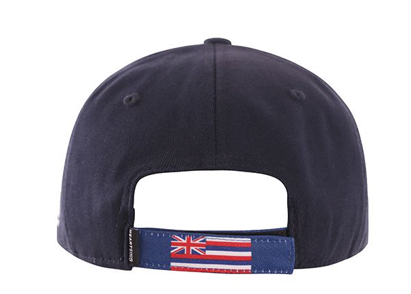 Back of Navy Nice Snapback Cap con el logotipo de Bordery Bordery de la bandera de Hawaii State