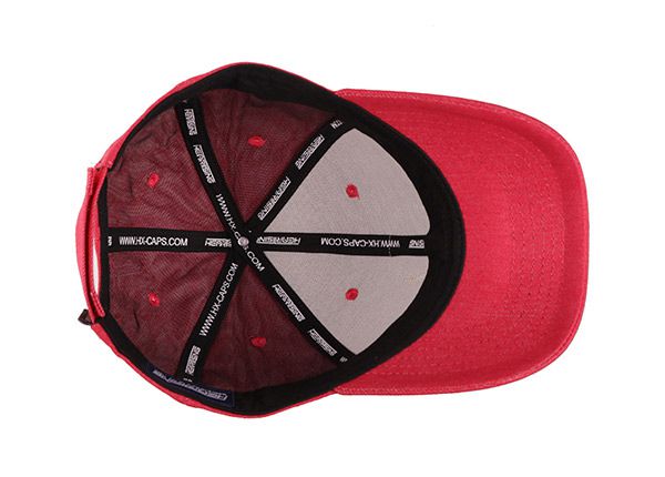 Dentro del algodón rojo personalizado de 6 paneles de béisbol Caslant of Red Cotton 6 panel de béisbol Cierre de velcro con cierre ajustable de velcro con cierre ajustable de velcro