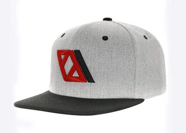 Inclinación de snapback bordado negro y gris con factura plana