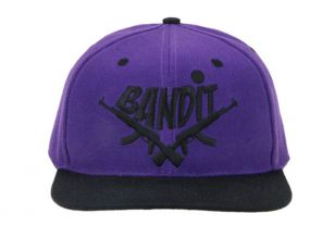 Sombrero snapback negro y morado con cierre ajustable de metal