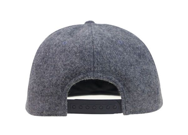 Atrás de la lana gris personalizada antigua vintage snapback con borde de cuero