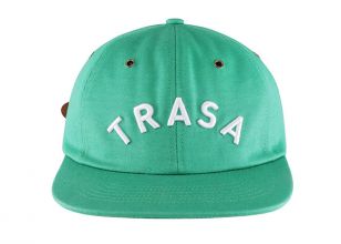 Snapback verde liso de 6 paneles con logotipo bordado blanco