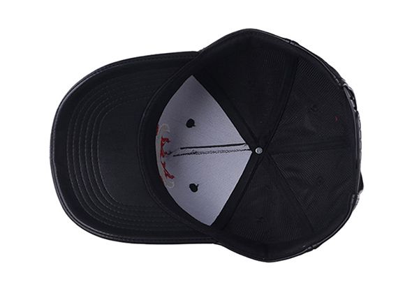 Dentro de la sombrero de béisbol de equipo de cuero negro personalizado