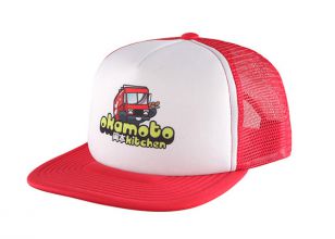 Sombrero de camionero rojo personalizado con espuma estampada blanca frente