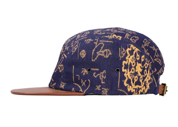 Lado de la marina Vintage Style 5 Panel Sombrá con borde de cuero marrón