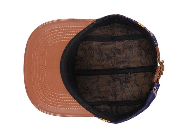 Dentro de la marina Vintage Style 5 panel de 5 paneles con borde de cuero marrón