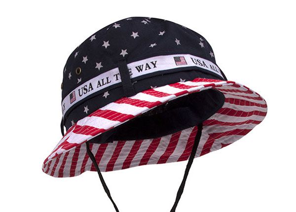 Slant of American Flag Bucket Sombrilla con cuerda