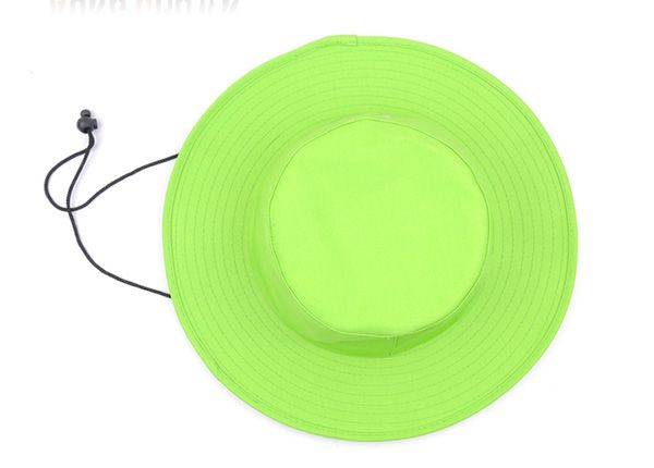 Top del sombrero de cubo verde neón con cuerda