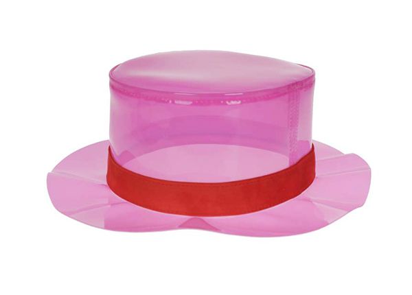 Atrás de la sombrero de cubo de lluvia impermeable de PVC rojo transparente