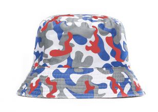 Sombrero de cubo de camuflaje rojo blanco y azul camuflaje digital corta boonie sombrero