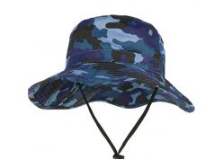 Sombrero de cubo de camuflaje azul con cuerda en blanco snap anchos boonie boonie sombrero