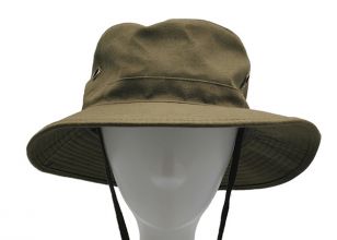 Sombrero de cubo de lona verde del ejército con sombrero de pesca de lona en blanco para hombres o mujeres