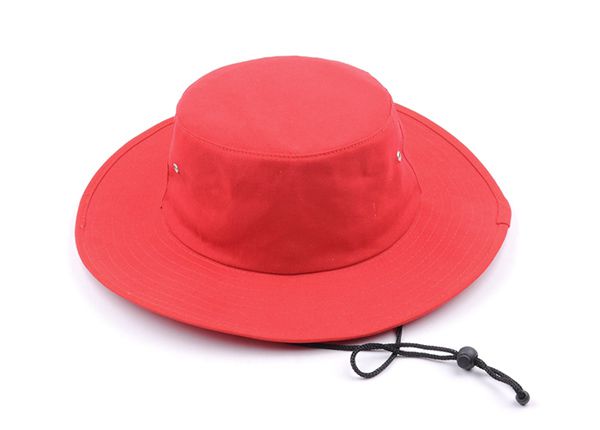 Slant of Wide Brim en blanco Bucket rojo con cuerda