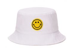 Sombrero de cubo emoji de sonrisa blanca sombrero de cubo de algodón barato a la venta