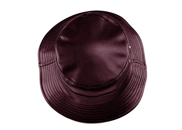 Top of brown watreple faux cuero sombrero de cubo