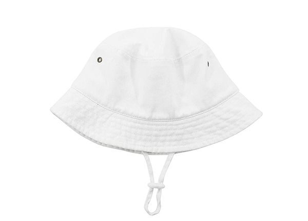 Plegable de en blanco liso de algodón con sombrero de cubo blanco