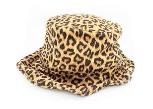 Sombrero de cubo de ondas beige leopardo impresión sombrero de cubo para mujeres