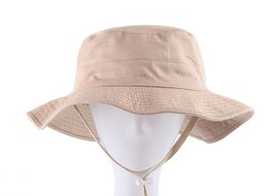 Sombrero de cubo beige con cuerda de algodón reversible en blanco para hombre