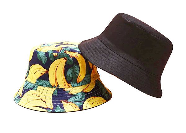 Reversible del sombrero de cubo de algodón estampado de patrón de plátano