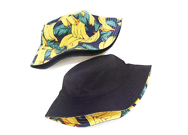 Plegable de gorro de cubo de algodón estampado de patrón de plátano