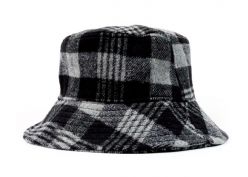 Gombado de cubo de invierno Sombrero de lana negro y gris para mujeres y hombres en venta