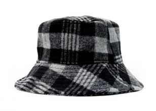 Gombado de cubo de invierno Sombrero de lana negro y gris para mujeres y hombres en venta